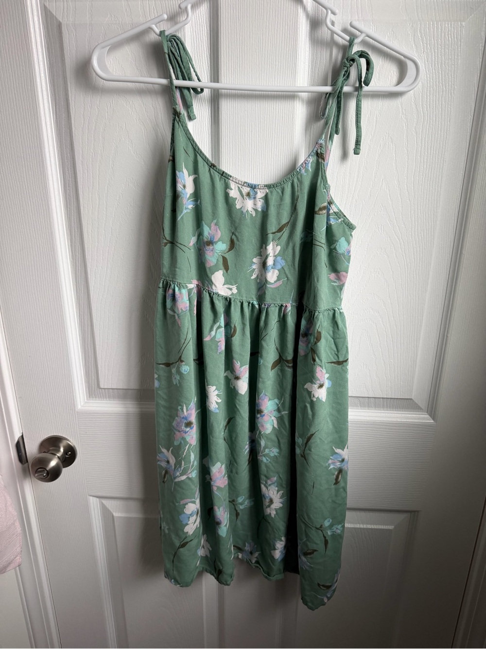 SO Sage Green Floral Tie-Strap Sundress
